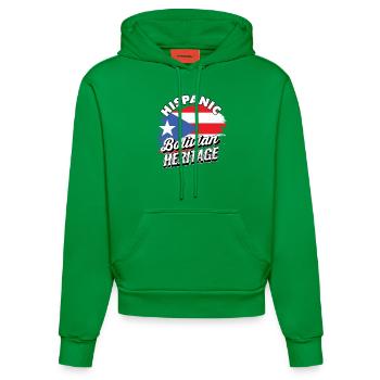Hispanic Bolivian Heritage Pride Flag Celebration - Organic Fitted Hoodie Made in EU - City Green - Front