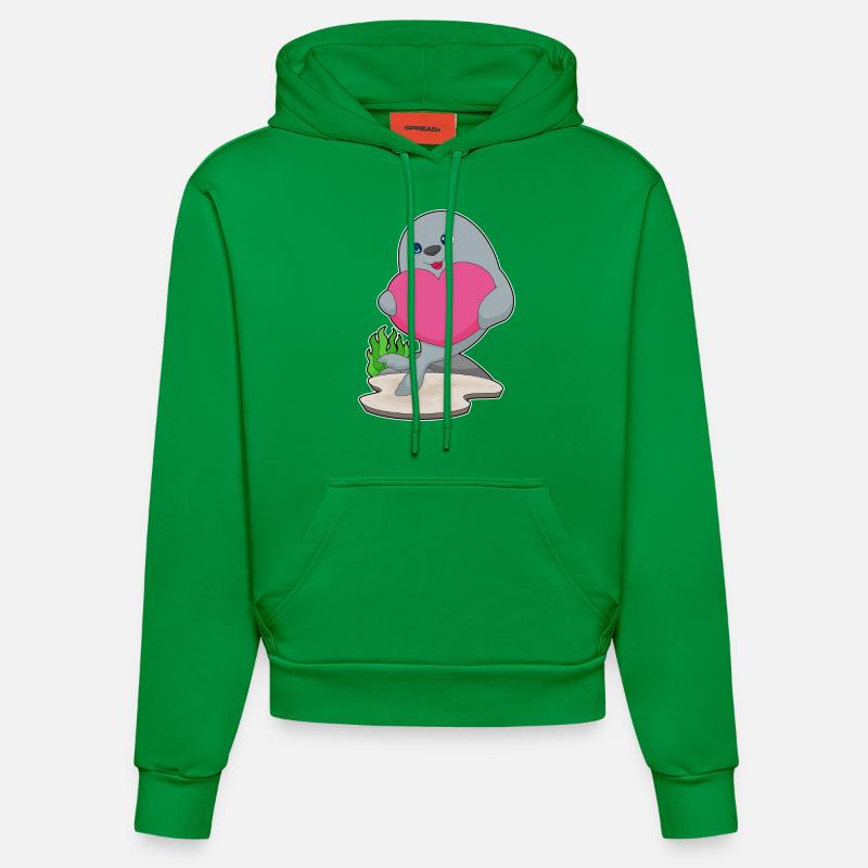 Cœur de phoque - Sweat à capuche bio ajusté fabriqué en UE - City Green