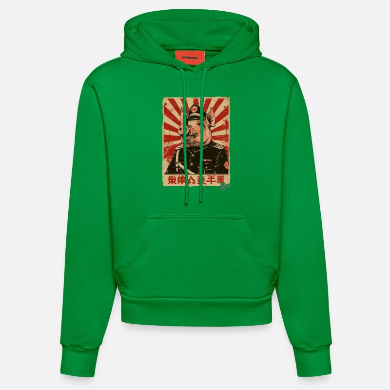 Cochon de style propagande - Sweat à capuche bio ajusté fabriqué en UE - City Green