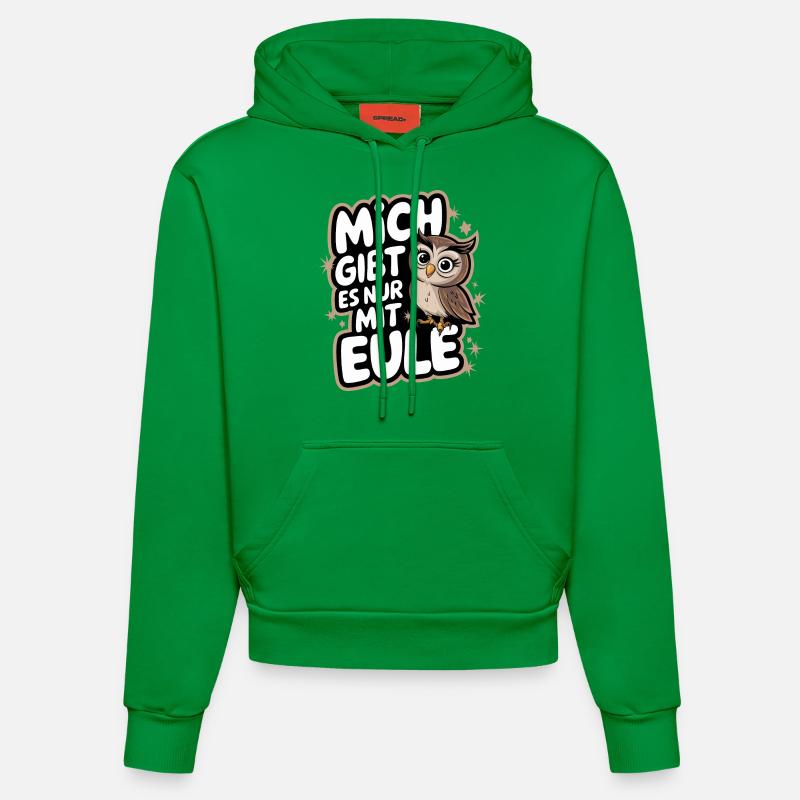 Nachteule Eule Eulen Vogel - Organic Fitted Hoodie Made in EU - City Green