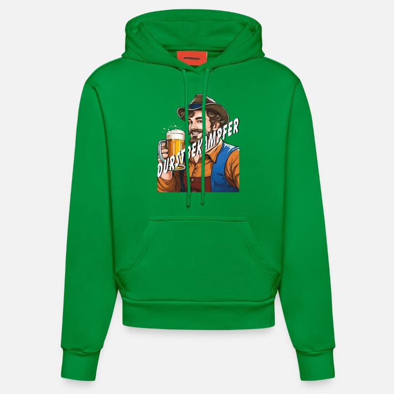 MANN Bier DURSTBEKÄMPFER - Organic Fitted Hoodie Made in EU - City Green