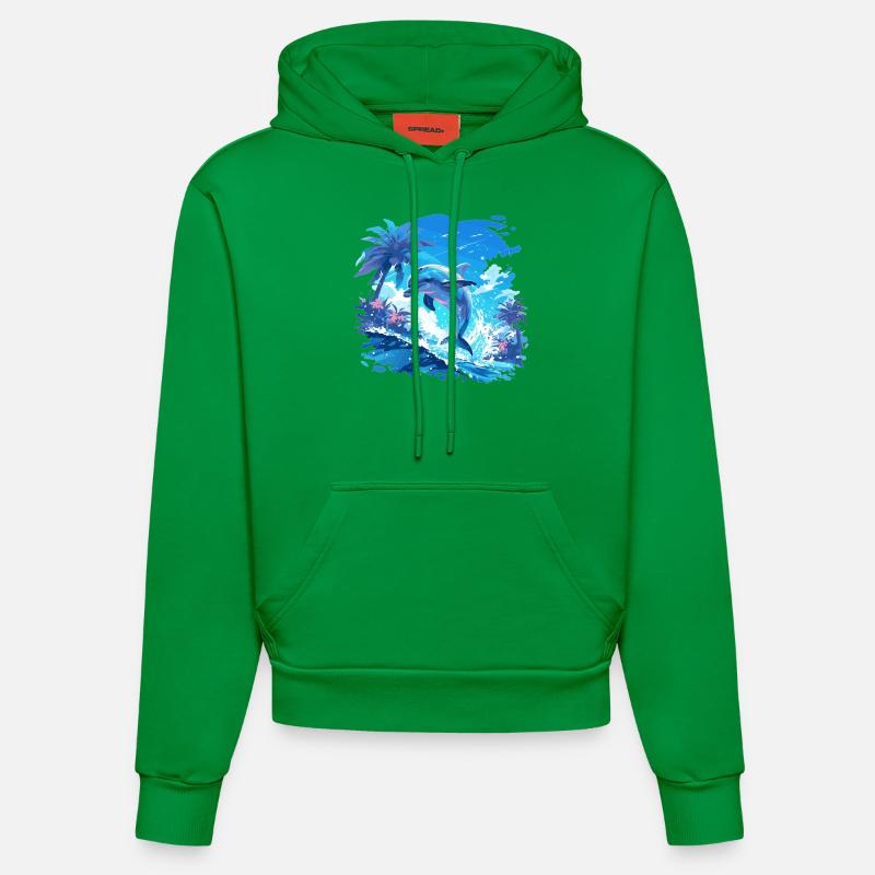 Dauphin Dauphins Dauphin - Sweat à capuche bio ajusté fabriqué en UE - City Green