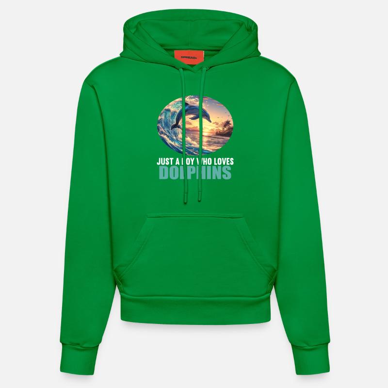 Dauphin Dauphins Dauphin - Sweat à capuche bio ajusté fabriqué en UE - City Green