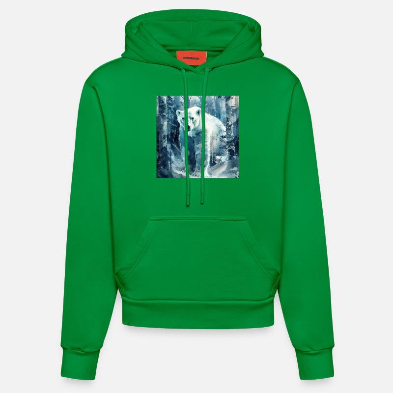 Ours blanc - Sweat à capuche bio ajusté fabriqué en UE - City Green