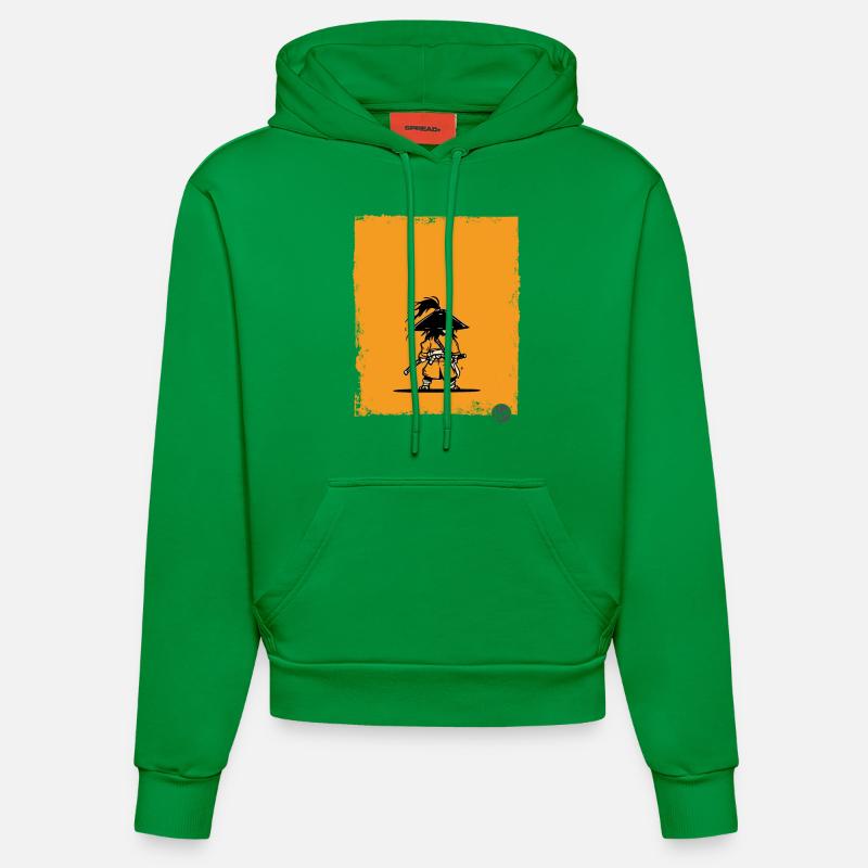 Samurai Style Warrior Silhouette - Organic Fitted Hoodie Made in EU - City Green