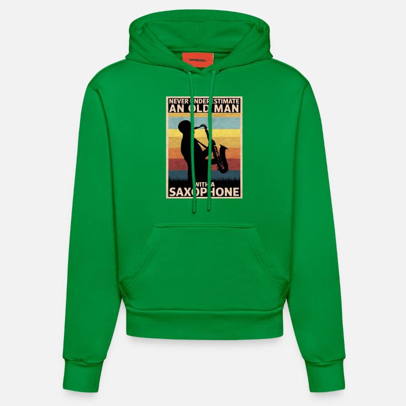 Saxophone Saxophone - Sweat à capuche bio ajusté fabriqué en UE - City Green