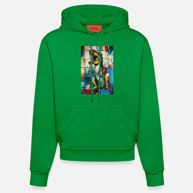 T-Rex - Sweat à capuche bio ajusté fabriqué en UE - City Green
