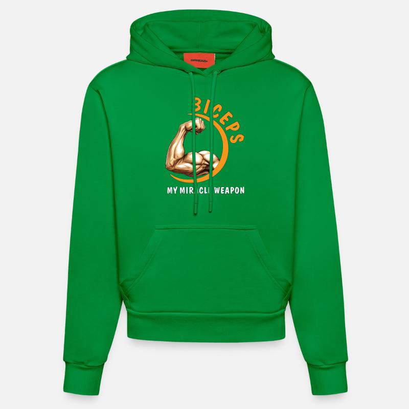 LE BICEPS, MON ARME MIRACLE - Sweat à capuche bio ajusté fabriqué en UE - City Green