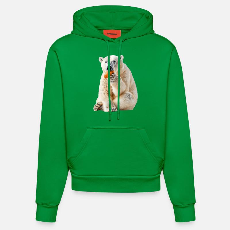 Ours blanc - Sweat à capuche bio ajusté fabriqué en UE - City Green