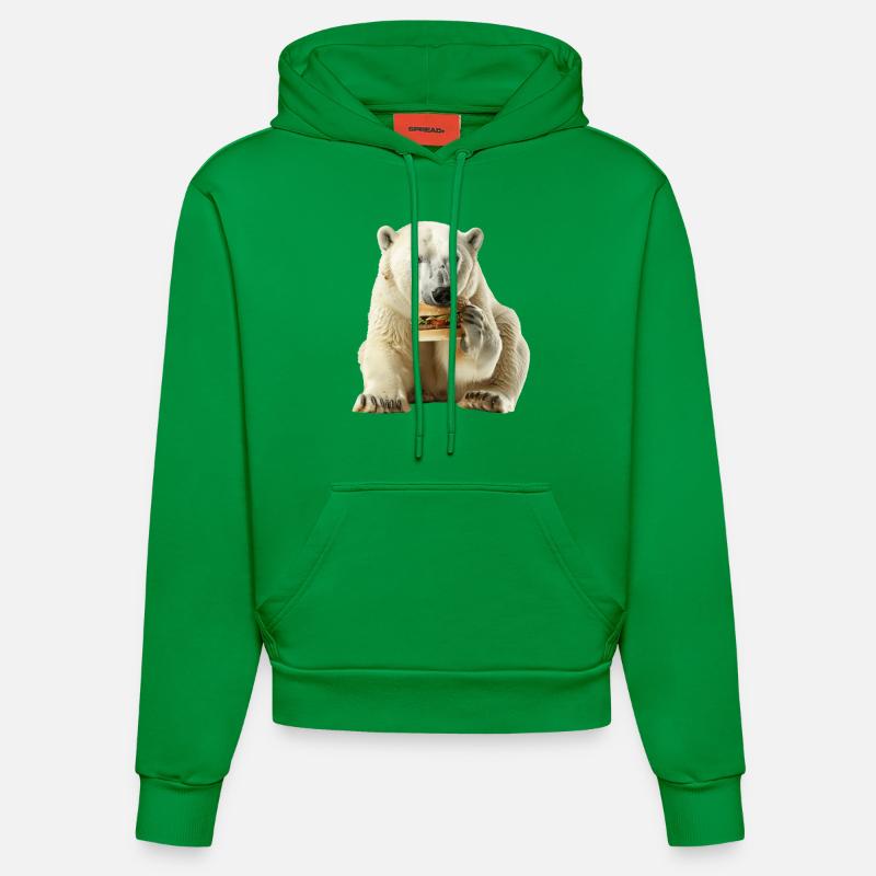 Ours blanc - Sweat à capuche bio ajusté fabriqué en UE - City Green
