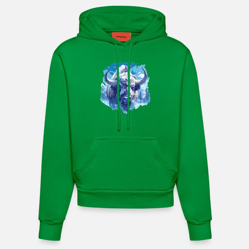 Bisons Bison - Sweat à capuche bio ajusté fabriqué en UE - City Green