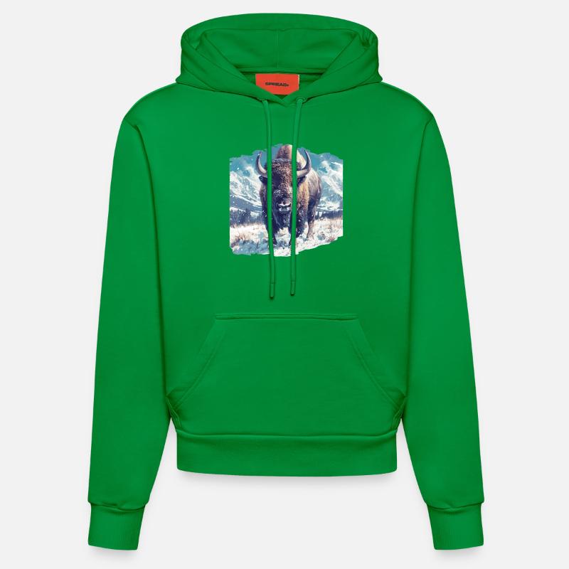 Bisons Bison - Sweat à capuche bio ajusté fabriqué en UE - City Green
