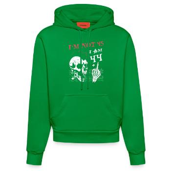 J’ai 44 ans et majeur - 45e anniversaire - Sweat à capuche bio ajusté fabriqué en UE - City Green - Devant