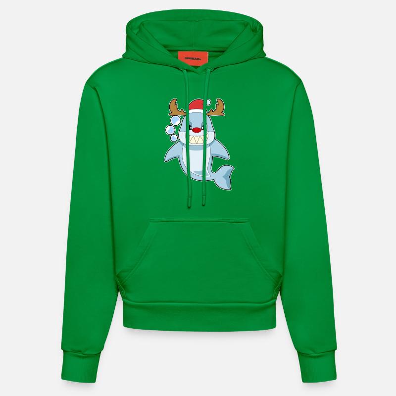 Requin Noël renne - Sweat à capuche bio ajusté fabriqué en UE - City Green