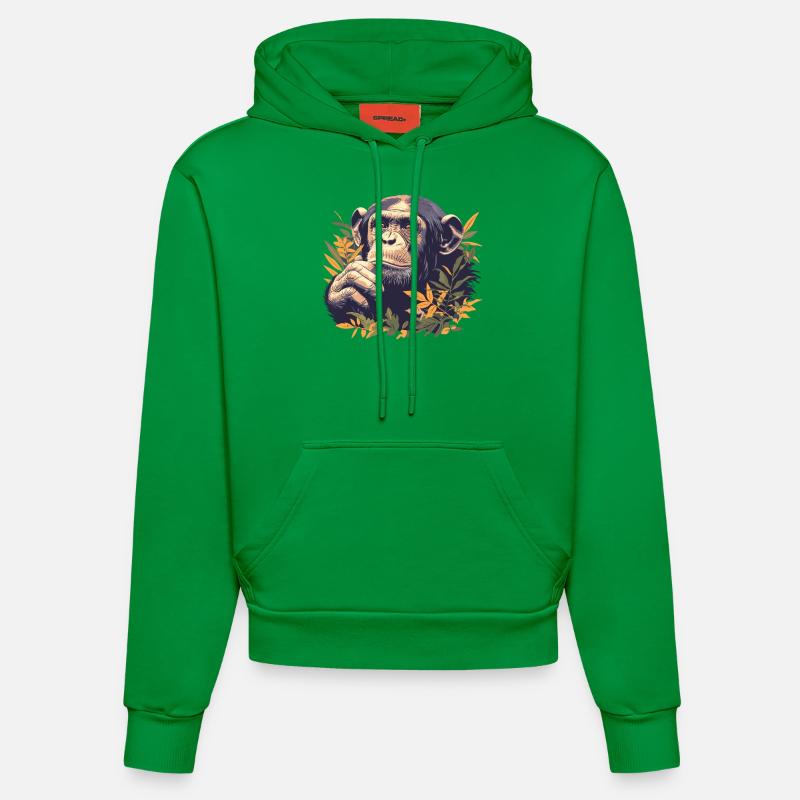 Chimpanzé Schimpansen Schimpanse - Sweat à capuche bio ajusté fabriqué en UE - City Green