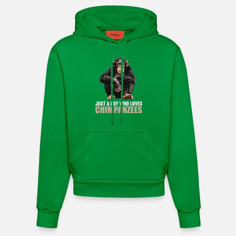 Chimpanzé Schimpansen Schimpanse - Sweat à capuche bio ajusté fabriqué en UE - City Green