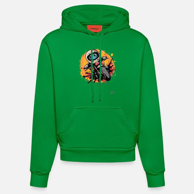 Bande dessinée de moto mignonne - Sweat à capuche bio ajusté fabriqué en UE - City Green