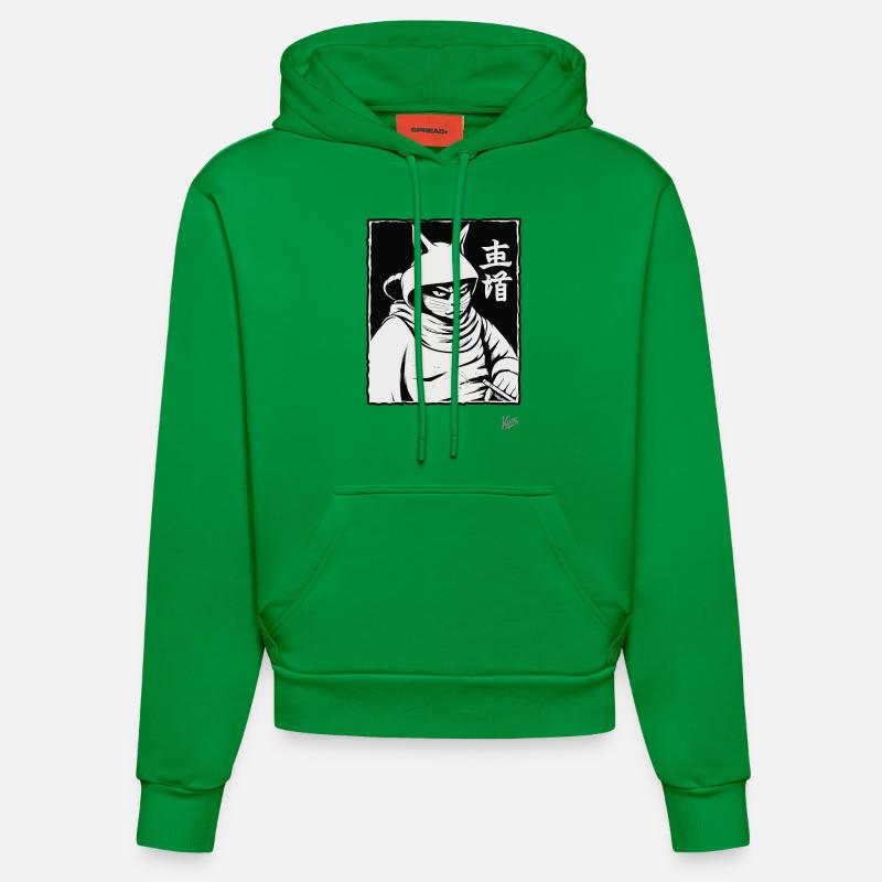 Chat shogun samouraï - Sweat à capuche bio ajusté fabriqué en UE - City Green