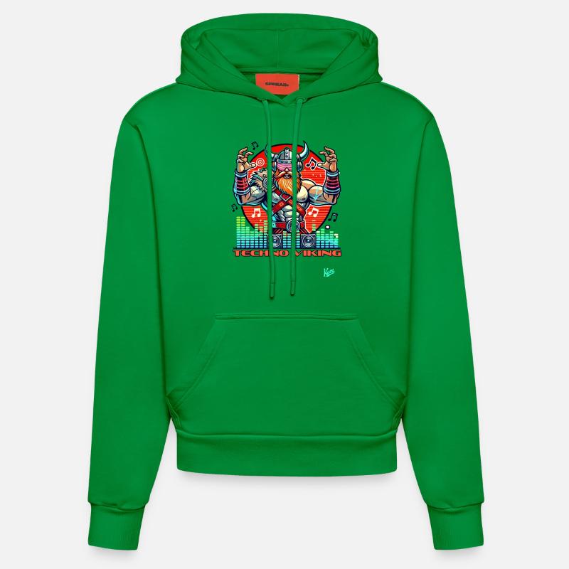 Musique techno Vikings - Sweat à capuche bio ajusté fabriqué en UE - City Green