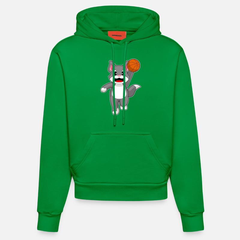 Chat Basketteur Basketteur - Sweat à capuche bio ajusté fabriqué en UE - City Green
