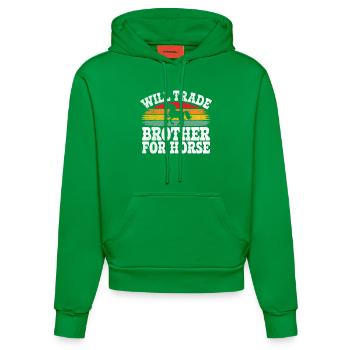 Wird Bruder gegen Horse Girls tauschen - Organic Fitted Hoodie Made in EU - City Green - Vorne