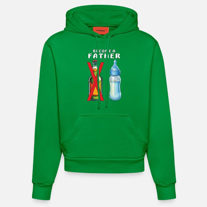 BIBERON DEVENIR PAPA - Sweat à capuche bio ajusté fabriqué en UE - City Green