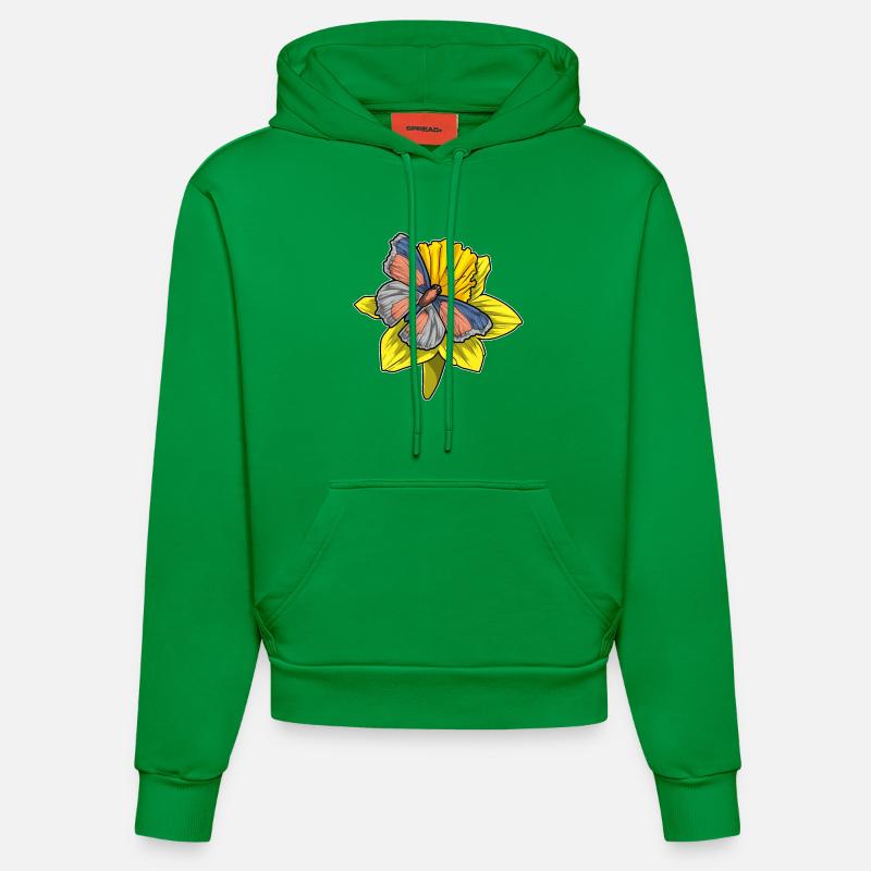 Jonquille papillon - Sweat à capuche bio ajusté fabriqué en UE - City Green
