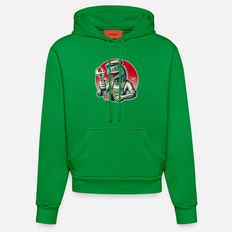 Artisan lézard avec clé - Sweat à capuche bio ajusté fabriqué en UE - City Green