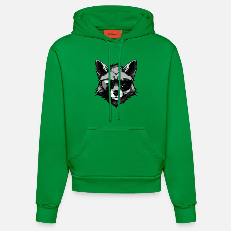 Fête cool hipster Fox - Sweat à capuche bio ajusté fabriqué en UE - City Green