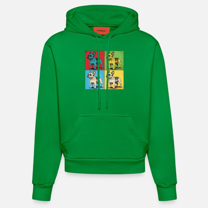 Bouledogue français Pop Art Design - Sweat à capuche bio ajusté fabriqué en UE - City Green