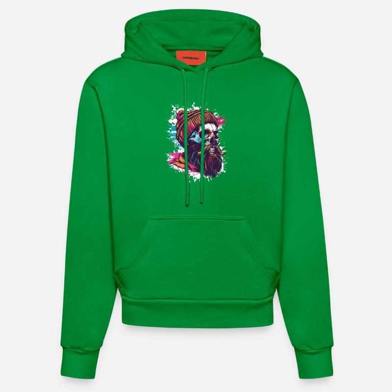 Crâne de bûcheron - Sweat à capuche bio ajusté fabriqué en UE - City Green