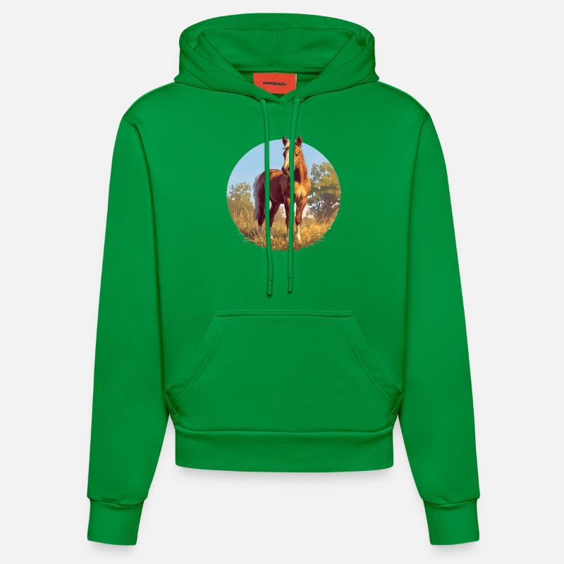 Chevaux Cheval - Sweat à capuche bio ajusté fabriqué en UE - City Green