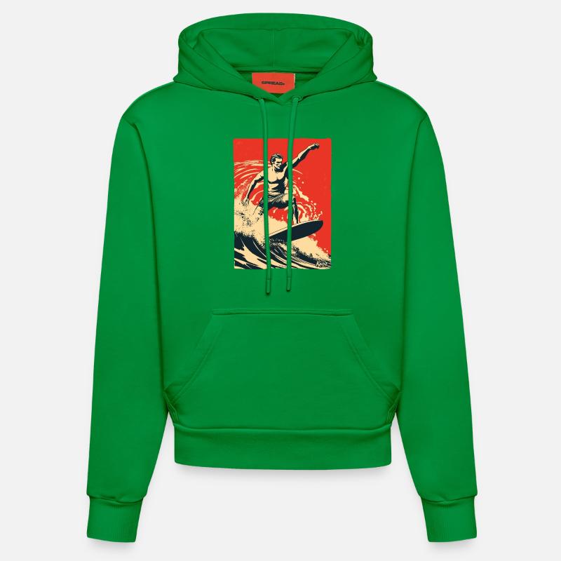 Surf rétro à l’ancienne - Sweat à capuche bio ajusté fabriqué en UE - City Green