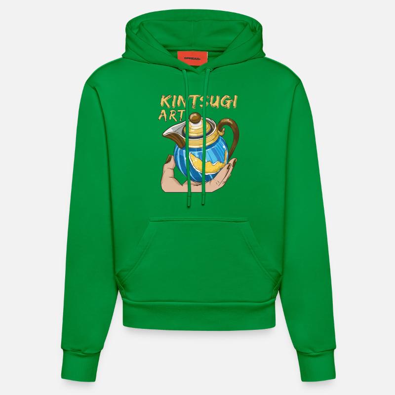 L’ART DU KINTSUGI - Sweat à capuche bio ajusté fabriqué en UE - City Green
