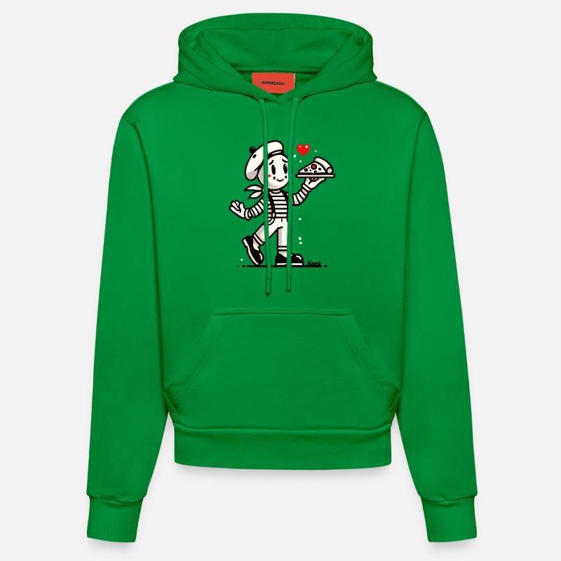 Mime français avec pizza - Sweat à capuche bio ajusté fabriqué en UE - City Green