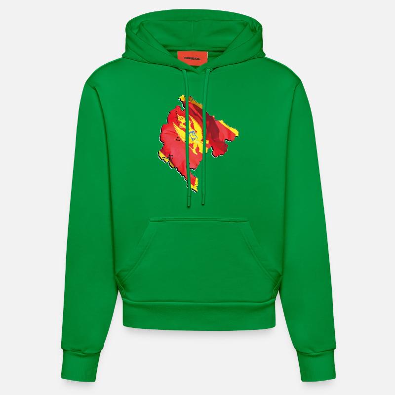 Carte du drapeau du Monténégro - Sweat à capuche bio ajusté fabriqué en UE - City Green