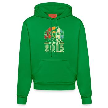 Original Februar 2015 Jahrgang Geburtstag - Organic Fitted Hoodie Made in EU - City Green - Vorne
