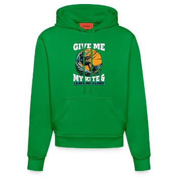 Kiteboarding Give Me My Kite & Love Water Sports - Organic Fitted Hoodie Made in EU - City Green - Front