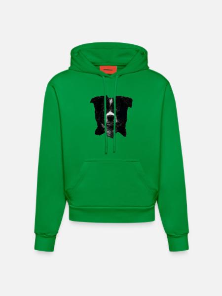 Border Collie - Organic Fitted Hoodie Made in EU - City Green