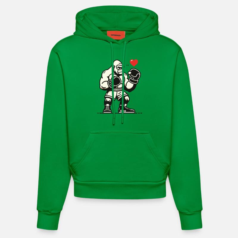 Boxer gorille avec cœur - Sweat à capuche bio ajusté fabriqué en UE - City Green