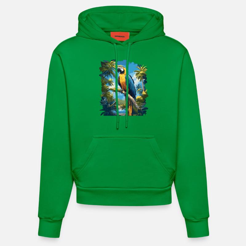 L’ère de l’ara - Sweat à capuche bio ajusté fabriqué en UE - City Green