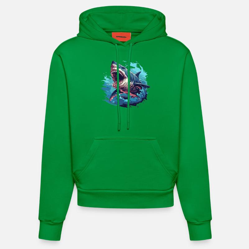 Mégalodons Megalodon - Sweat à capuche bio ajusté fabriqué en UE - City Green