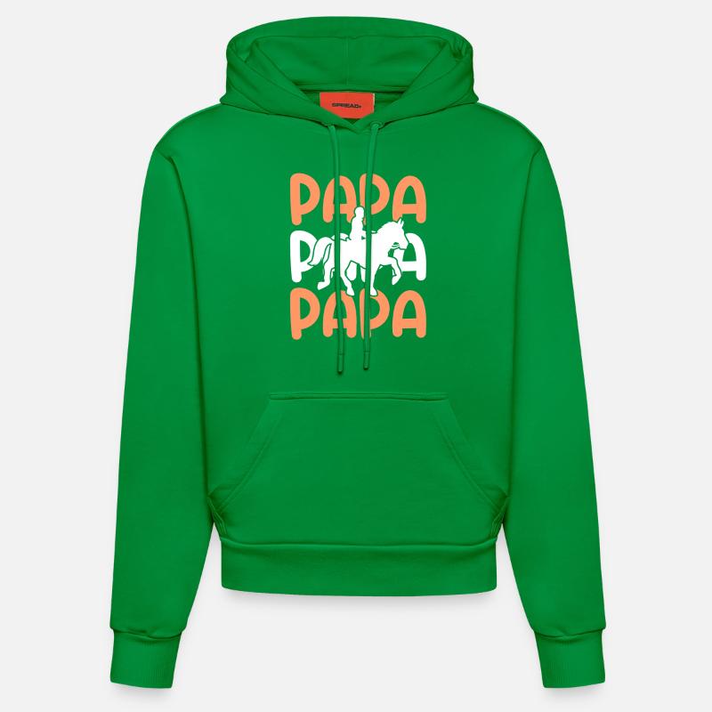 Monter Papa Père Chevaux - Sweat à capuche bio ajusté fabriqué en UE - City Green