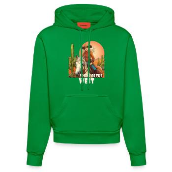 RIDER SPIRIT OF THE WEST - Organic Fitted Hoodie Made in EU - City Green - Front