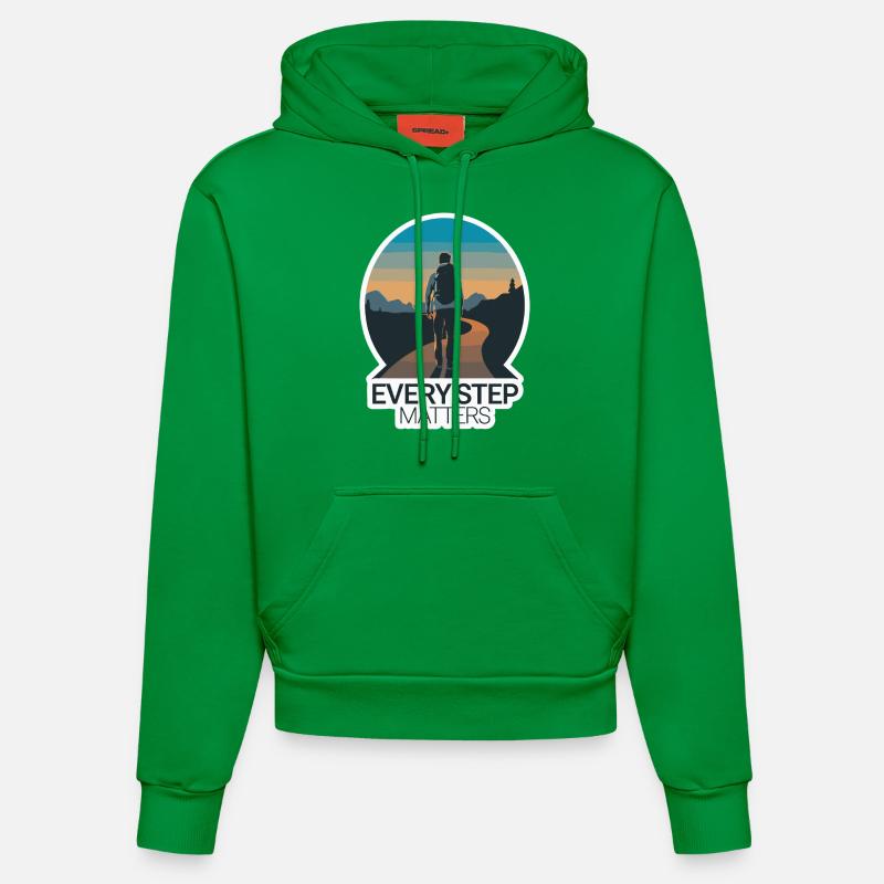 VOYAGE, CHAQUE PAS COMPTE - Sweat à capuche bio ajusté fabriqué en UE - City Green