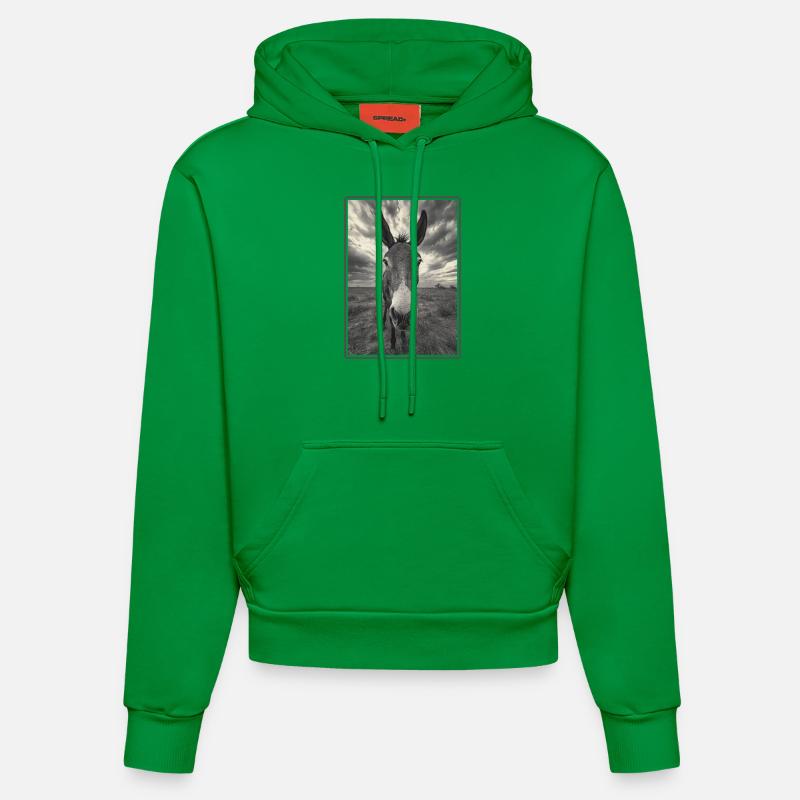 Âne Esel - Sweat à capuche bio ajusté fabriqué en UE - City Green