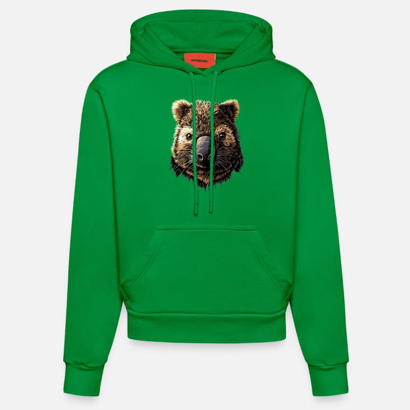 Wombat Australie Marsupial Mignon Wombat - Sweat à capuche bio ajusté fabriqué en UE - City Green