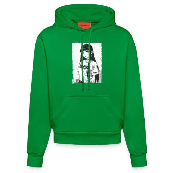 Cartoon Girl japonais et politique - Sweat à capuche bio ajusté fabriqué en UE - City Green - Devant