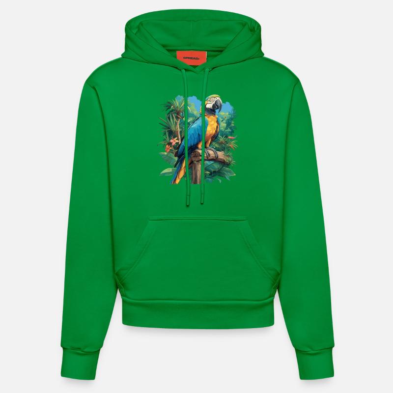 Perroquet Perroquet Perroquet - Sweat à capuche bio ajusté fabriqué en UE - City Green