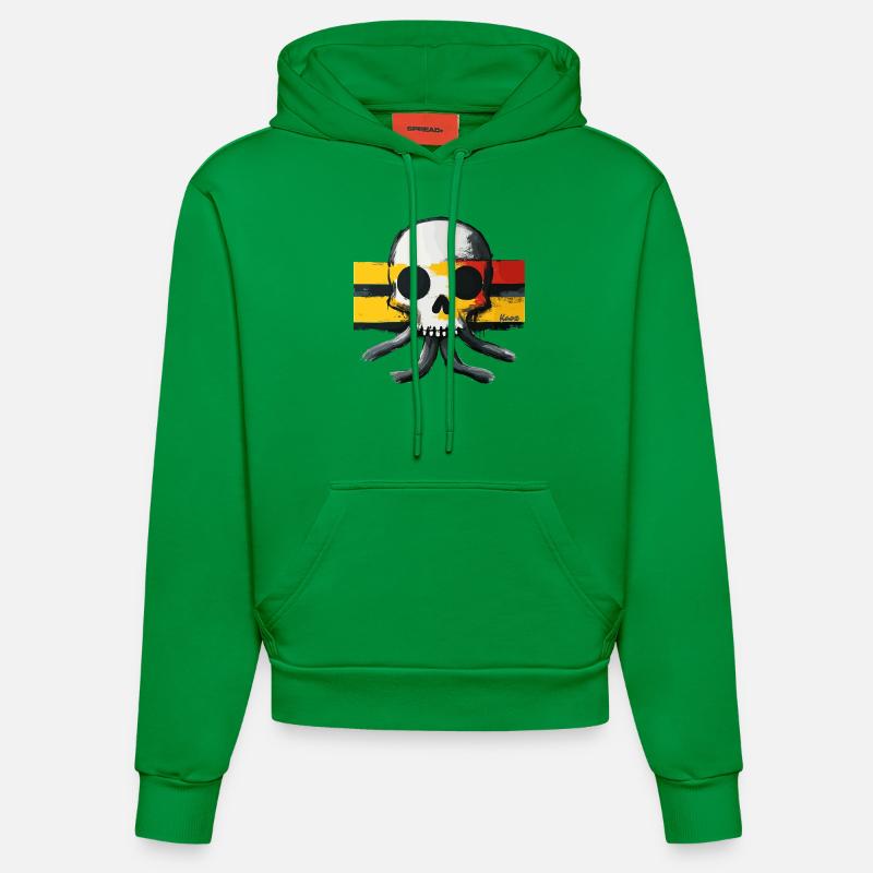 Crâne avec tentacules et drapeau - Sweat à capuche bio ajusté fabriqué en UE - City Green